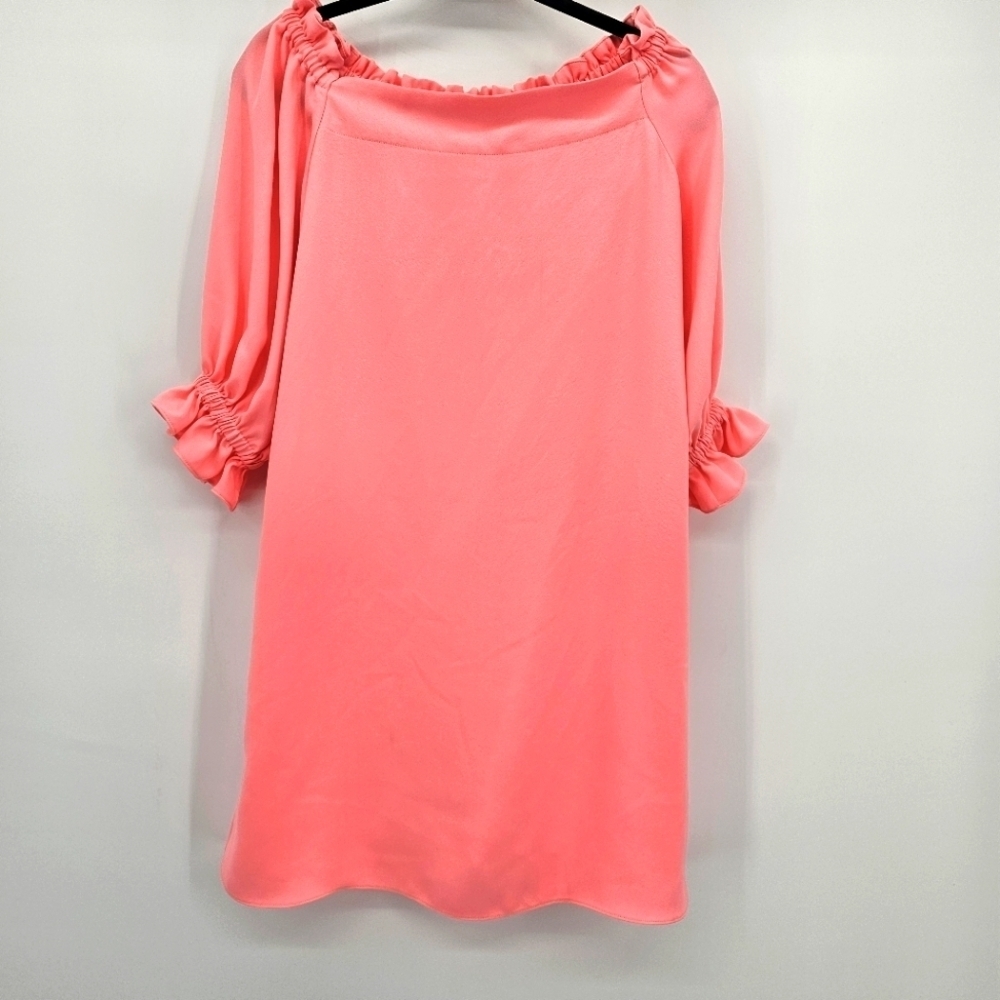 Trina Turk Shift Dress Equinox off shoulder style bubblegum pink size Small